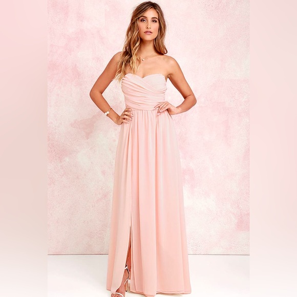 Lulus Dresses & Skirts - LuLu’s Moonlight Serenade Peach Strapless Maxi Dress